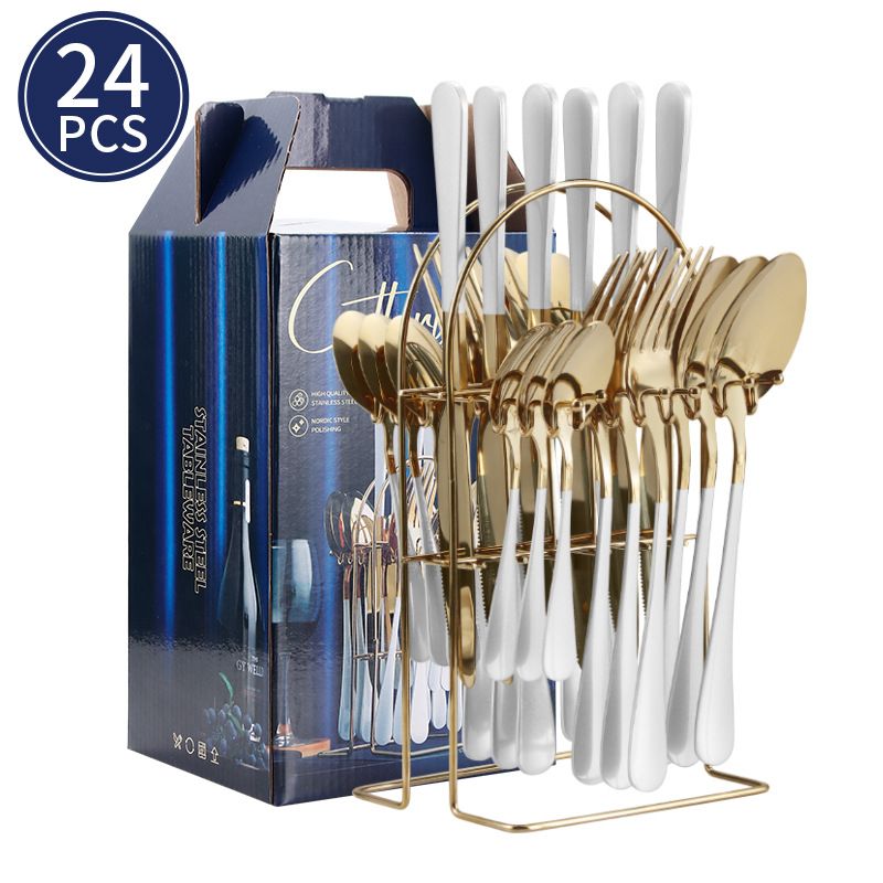 1010 Series 24-Piece Stainless Steel Cutlery Set - Steak Knife & Fork Set With Dinner Spoon, Premium Dining Utensils For Western Cuisine In Gift Box_voghion.com