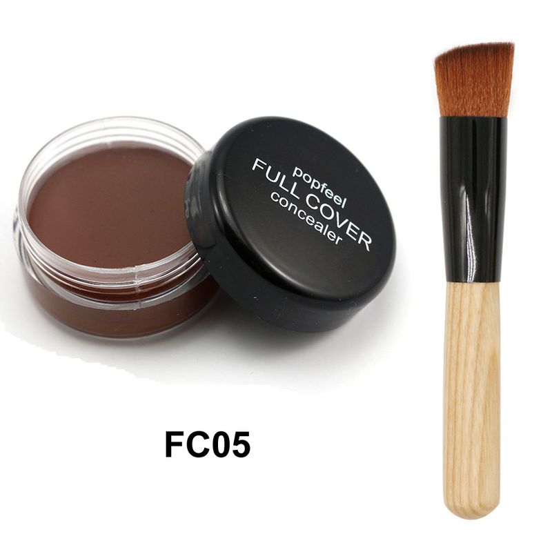 Corrector de maquillaje duradero, corrector blanqueador, hidratante, control de grasa, 5 colores con pincel oblicuo clásico_voghion.com