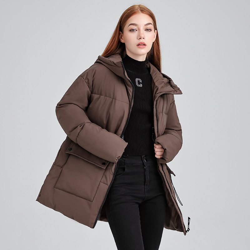 Women's Clothing Women's Oversized Puffer Jacket - Hooded Winter Coat With Quilted Detailing_voghion.com