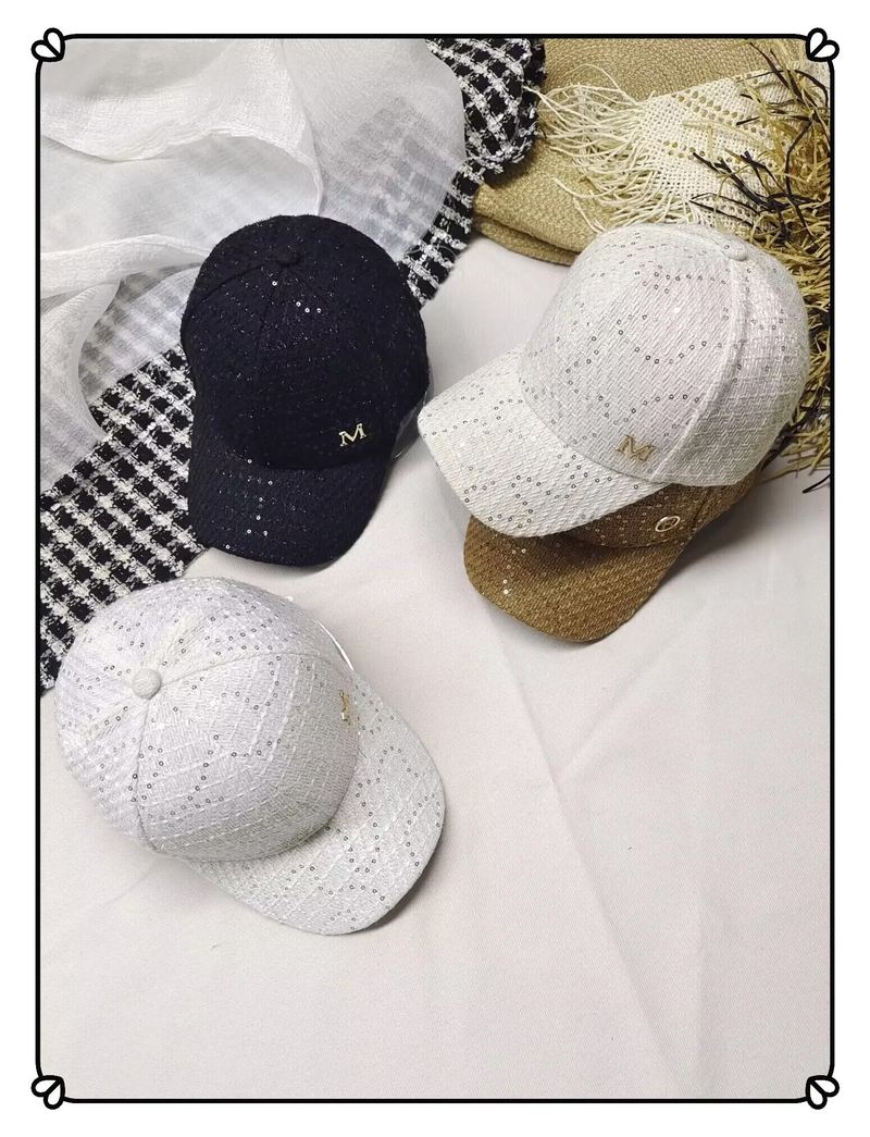 Cappello da uomo con paillettes lettera da donna da sole, cappello a punta hip-hop per il tempo libero autunnale all'aperto di alta qualità_voghion.com