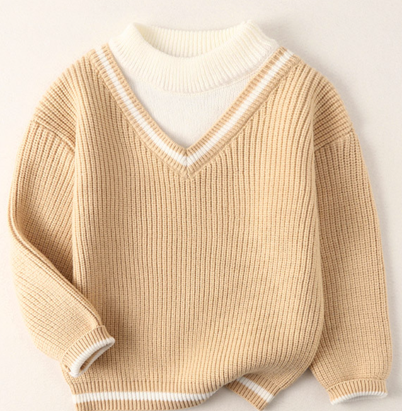 Persan Benny – pull pour enfants, nouveau Style collège, faux col, veste coréenne pour hommes, pull rayé 2023_voghion.com
