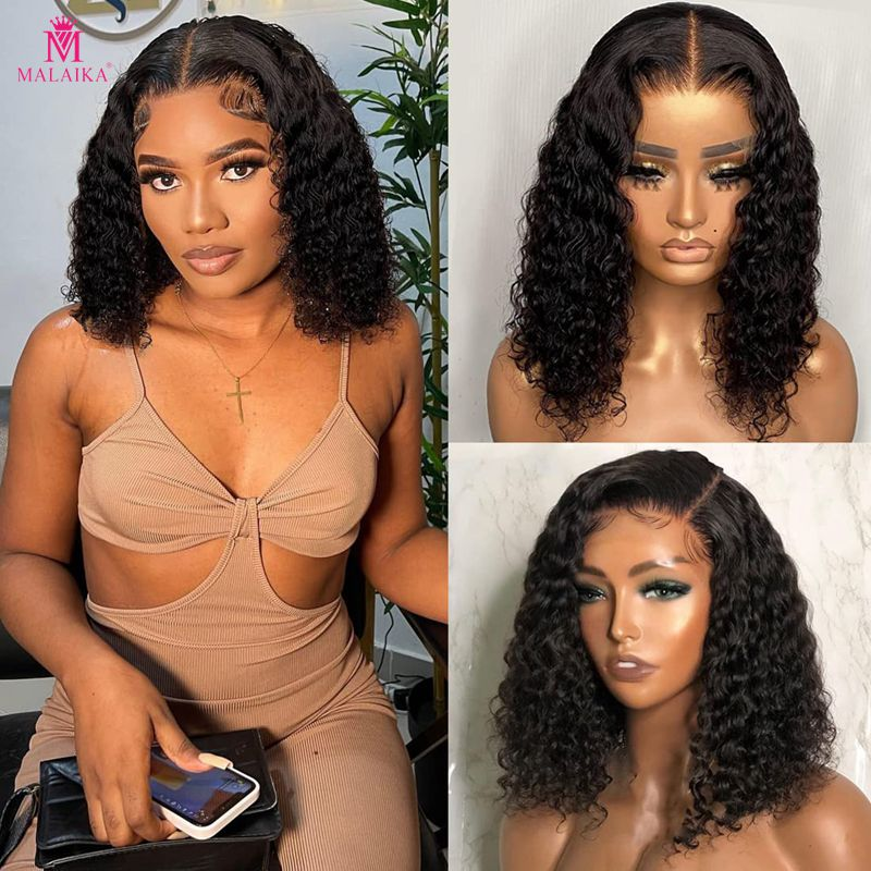 13x4 blonde frontparykker Deep Wave Menneskehår Parykker Korte Bob Parykker Naturlig_voghion.com
