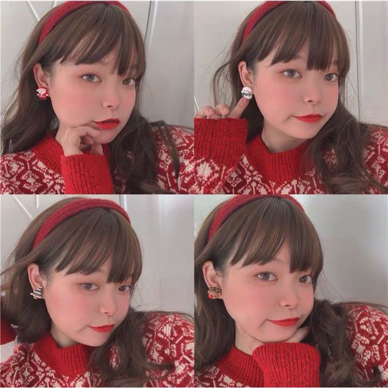 Boucles d'oreilles de noël en résine, jolies boucles d'oreilles de bonhomme de neige de dessin animé, père noël, nouvel an, bijoux cadeau de noël_voghion.com