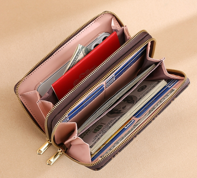 Long Fashion Double Layer Zipper Large Capacity Women's Wallet_voghion.com