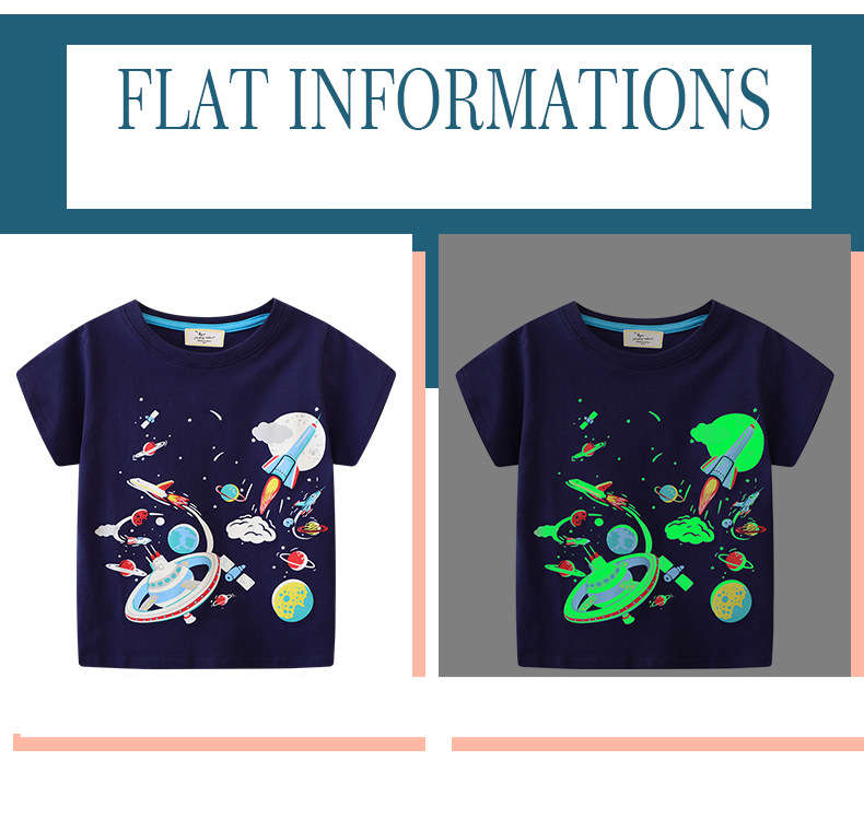 Mother&Kids Children's short-sleeved T-shirt for boys Summer children's half-sleeved T-shirt for ins children's glow-in-the-dark T-shirt_voghion.com