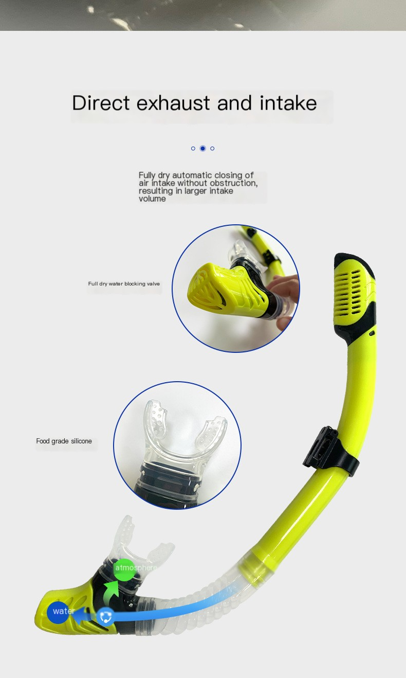 Toughened glass silicone face mask head snorkeg kit with swimming snorkel goggles_voghion.com