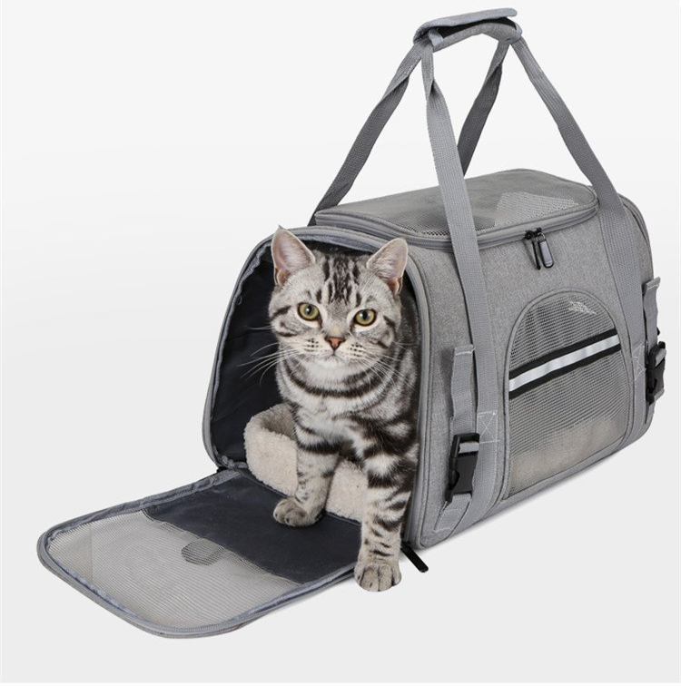 rejse kæledyr taske luftfart åndbar taske Oxford stof bærbar taske crossbody kæledyr taske_voghion.com