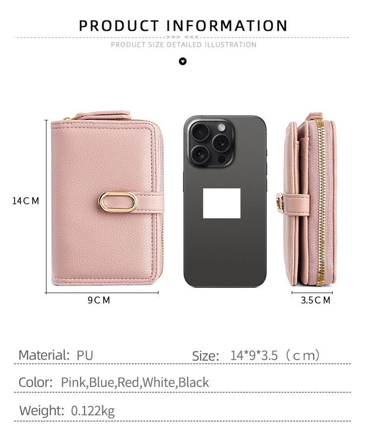 Purse Wallet Clutch Bag Women's Purse Zipper Coin Purse Lychee Print Multi-function Money Clip Large Capacity Card Bag For Women_voghion.com