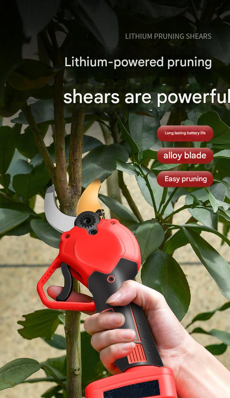 Electric Scissors Fruit Tree Pruning Shears Rechargeable Powerful Wireless Lithium Battery Garden Tools Thick Branch Special Gardening Pruning Shears_voghion.com