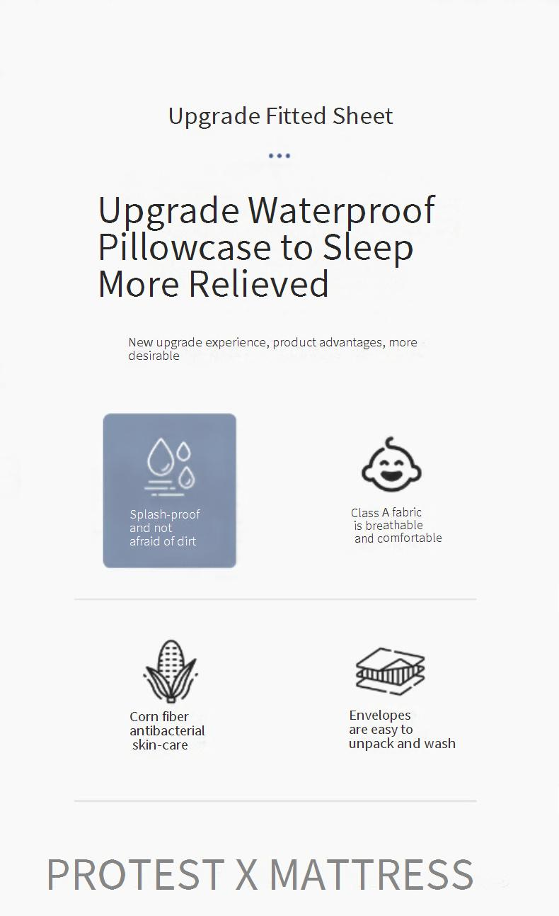 Quilted Waterproof Pillowcase Type A 48x74 Pillowcase One Pair Household Waterproof Single Pillow Core Liner Isolation Layer_voghion.com