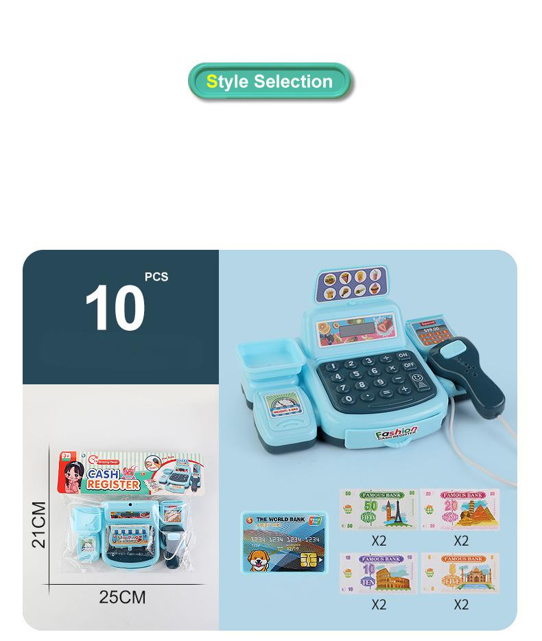 Giocattolo interattivo per bambini, registratore di cassa, calcolatrice, frutta per la spesa, effetti sonori realistici, gioco di finzione, supermercato (colori multipli)_voghion.com