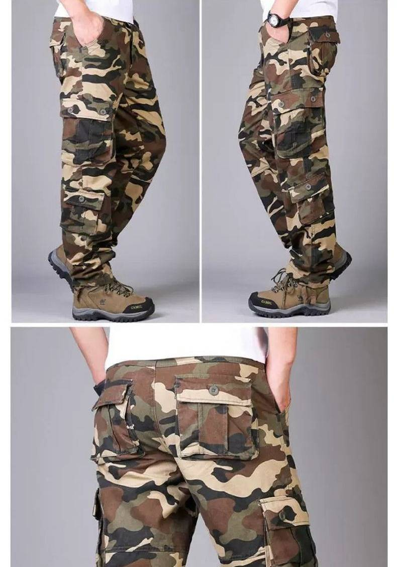 Men's Multi-Pocket Tactical Cargo Pants - Durable Outdoor Work Pants With Camo Design, Comfort Fit For Hiking, Travel & Daily Wear_voghion.com