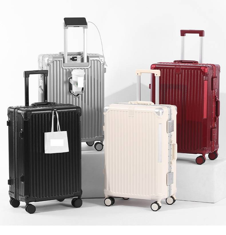 Valise robuste avec cadre en aluminium ABS et PC, serrure TSA et roulettes pivotantes à 360° – Bagage cabine 20 po, bagage en soute 24 po et 26 po (noir/blanc/argenté/bordeaux)_voghion.com