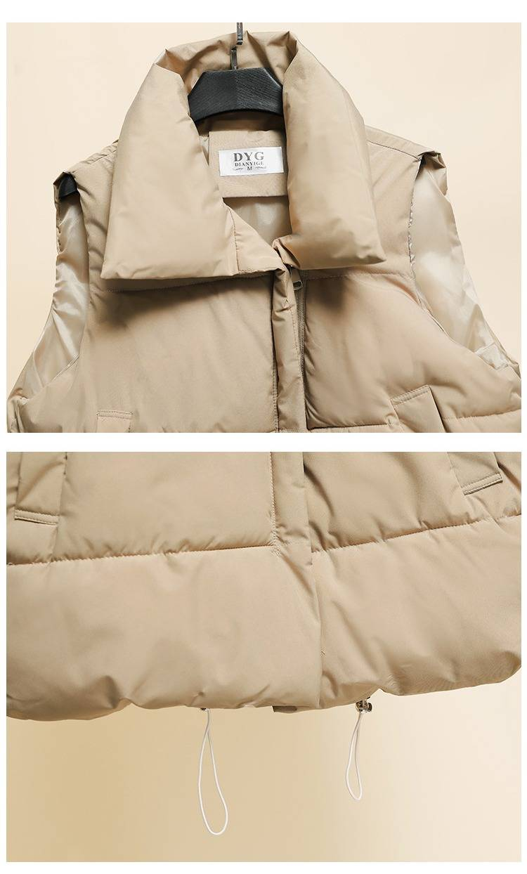 Women's Quilted Puffer Vest Short Sleeveless Jacket - Lightweight Warm Zip-Up Layering Piece For Fall Winter, Casual Chic Office Wear_voghion.com