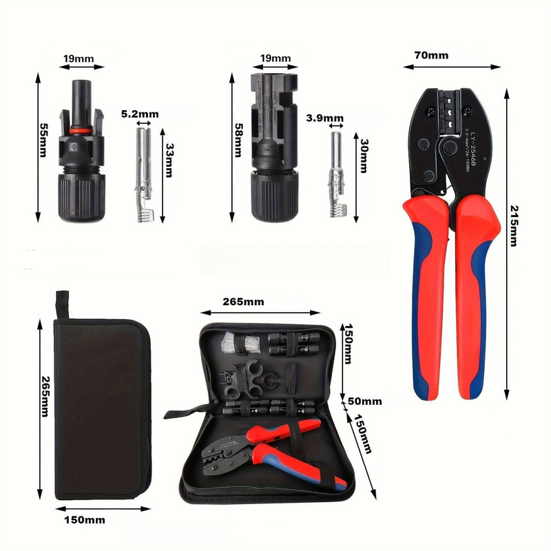 2,5/4/6 mm² Kablolar İçin Profesyonel MC4 Güneş Konnektörü Sıkma Alet Seti – Yüksek Karbonlu Çelik Bıçaklar, Ergonomik Tutma Yeri, Dayanıklı ve Hassas_voghion.com