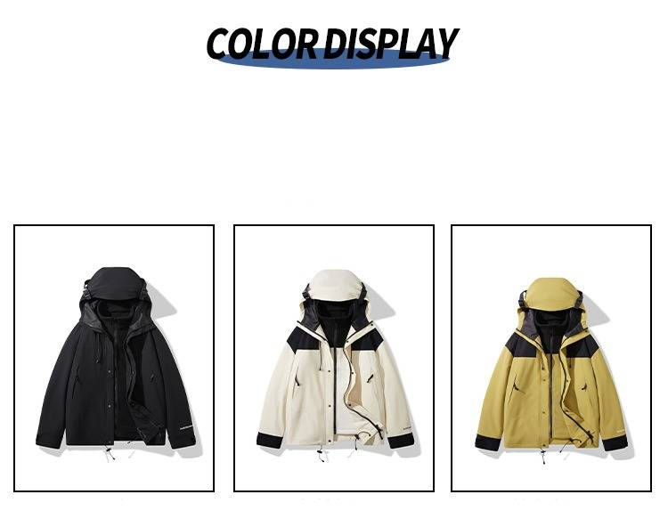 3-in-1-Wasserdichte Jacke mit individuellem Logo – Unisex-Wander-Windjacke (Weiß/Schwarz/Khaki/Braun/Blau/Pink, S-4XL)_voghion.com