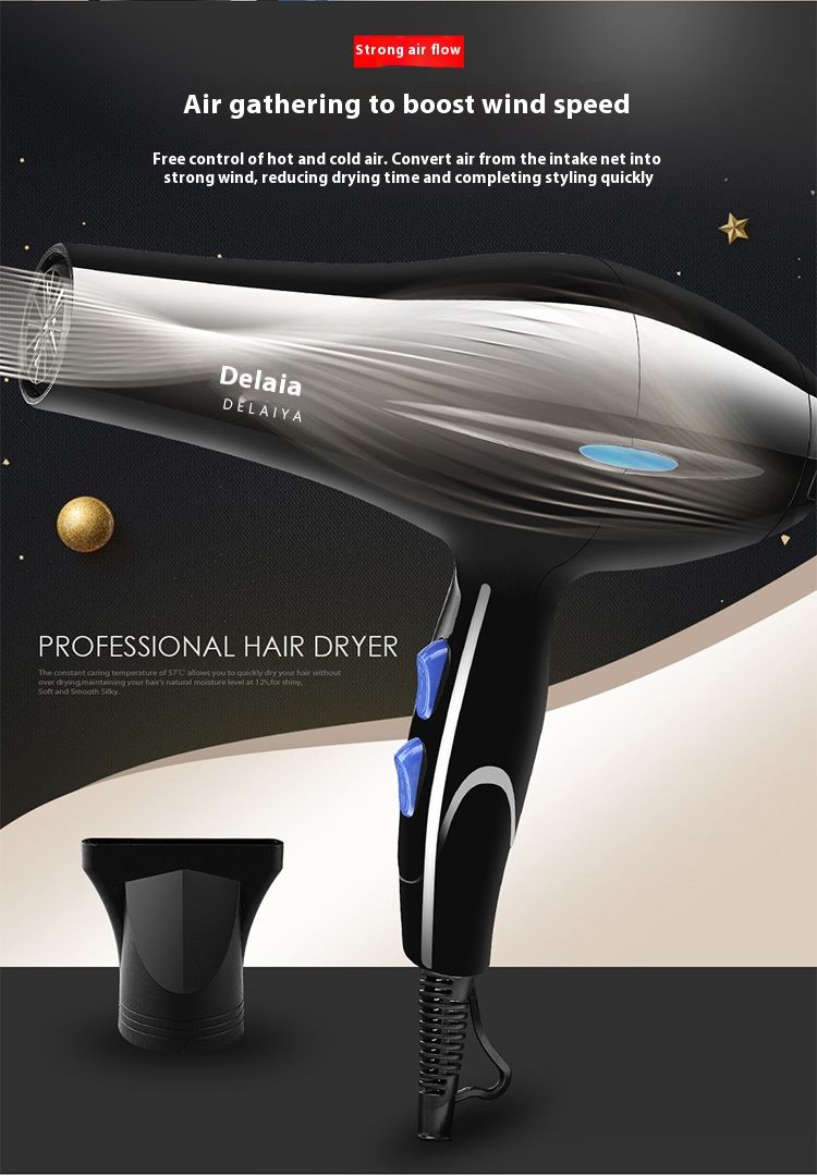 Hair Dryer - 1200W Professional Blow Dryer With 3 Heat/Cool Settings, Ionic Technology & Concentrator Nozzle For Home & Salon Use_voghion.com