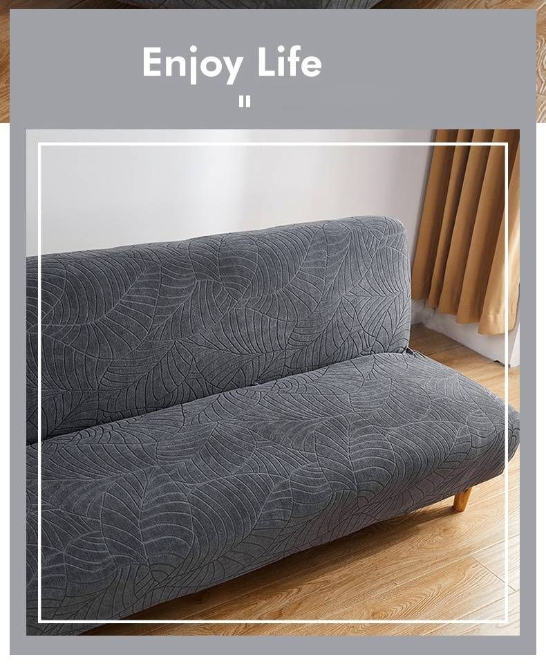 Verdickter, geprägter Sofabezug fürs Bett – Elastischer Schonbezug mit Jacquard-Struktur für Sofas ohne Armlehnen (Weiß, Smaragdgrün, Weinrot und mehr)_voghion.com