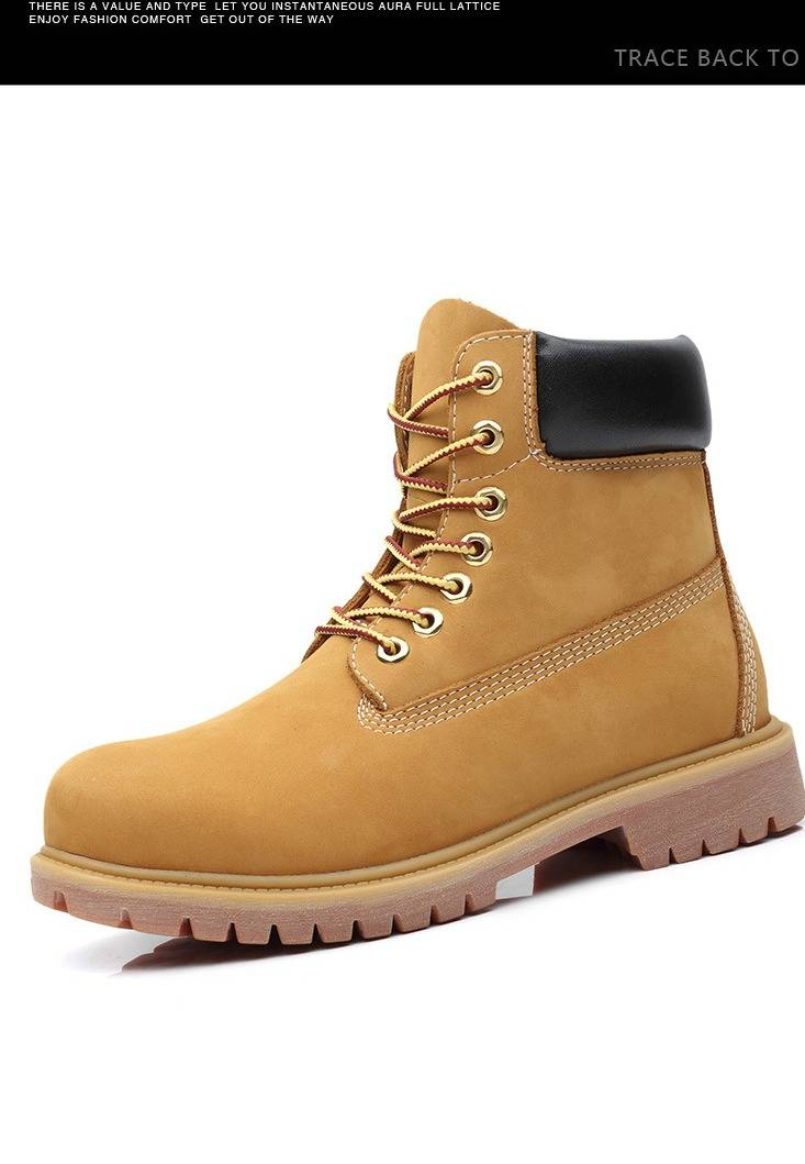 Bottes de travail montantes imperméables pour hommes et femmes – Bottes Martin en cuir véritable avec semelle antidérapante, bottes d'hiver unisexes pour l'extérieur et les loisirs_voghion.com