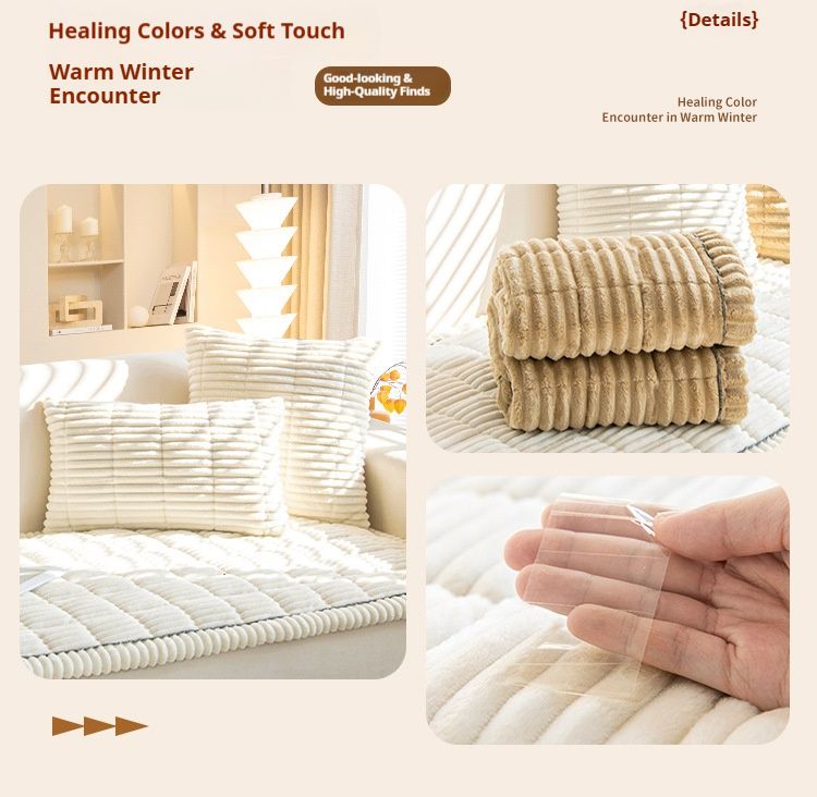 Plüsch-Sofakissenbezug-Set – weiche Cord-Sitzpolster für Anbausofas (rutschfest, maschinenwaschbar, Optionen Creme/Beige/Grau/Grün)_voghion.com