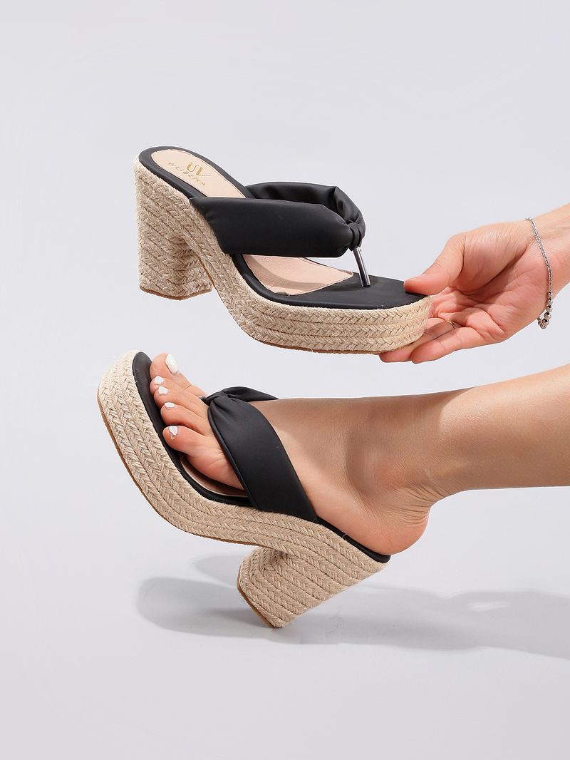 Damesko Damesko Kilesandaler med tykke såler til reb Flip-flops Sommerferie Vandtætte Platform Høje Hæle_voghion.com