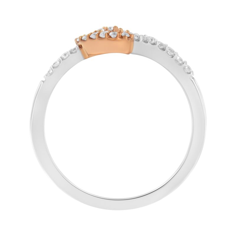 10K Rose Gold over .925 Sterling Silver 1/5 Cttw Diamond Two Tone Open Heart Promise or Fashion Ring (I-J Color, I2-I3 Clarity)_voghion.com