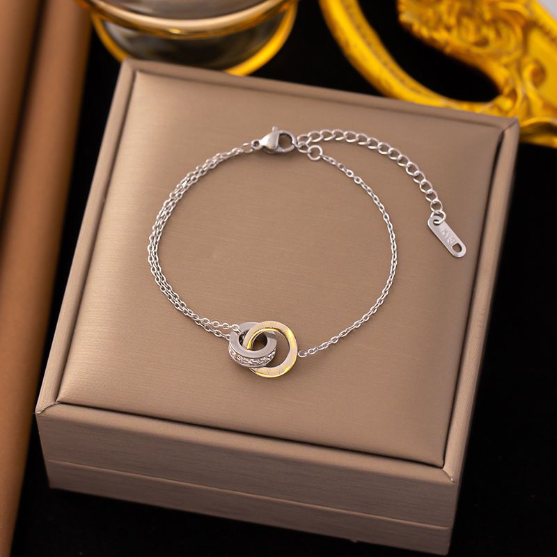 Roman Double Ring Necklace, Women's Titanium Steel Full Diamond Collarbone Chain, Fashionable, Versatile, High-end And_voghion.com