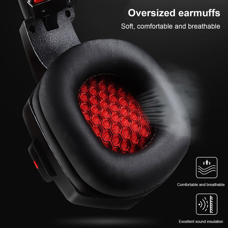 Lenovo HU85 Wired Earpiece Noise Reduction Cool Lighting Effect ABS Over Ear HiFi Surround Headphone for PC_voghion.com