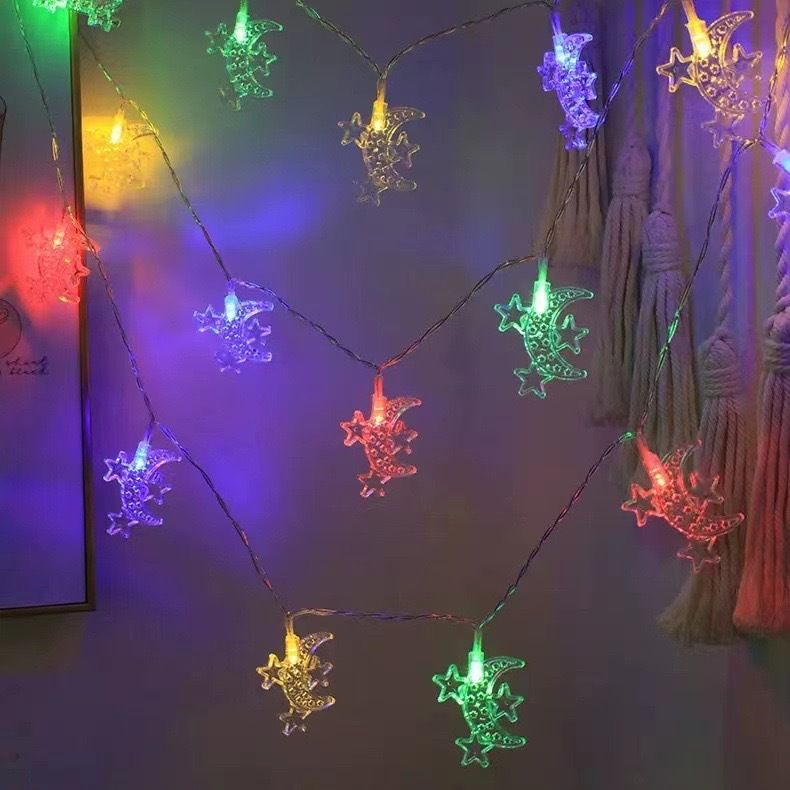 Cross-Border LED String Festival Decoration Colorful Star Accompanying Moon Flashing Lights Wholesale_voghion.com