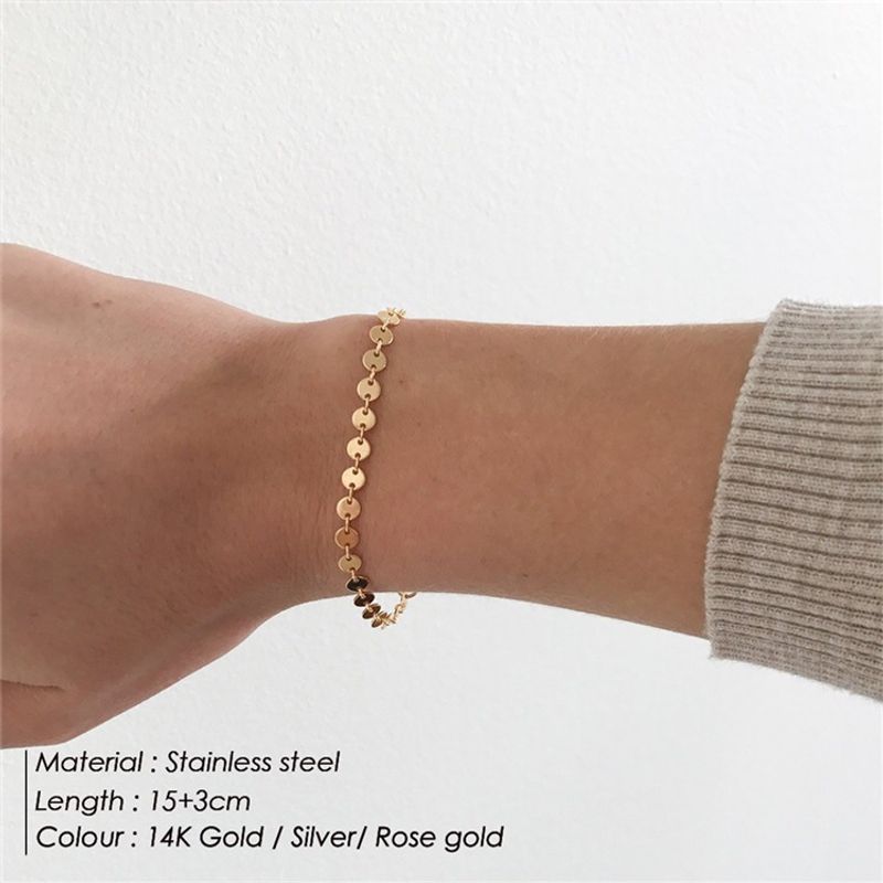 Women's Simple Fashion Jewelry Set Stainless Steel Cuban Chain Bracelet Stacking_voghion.com