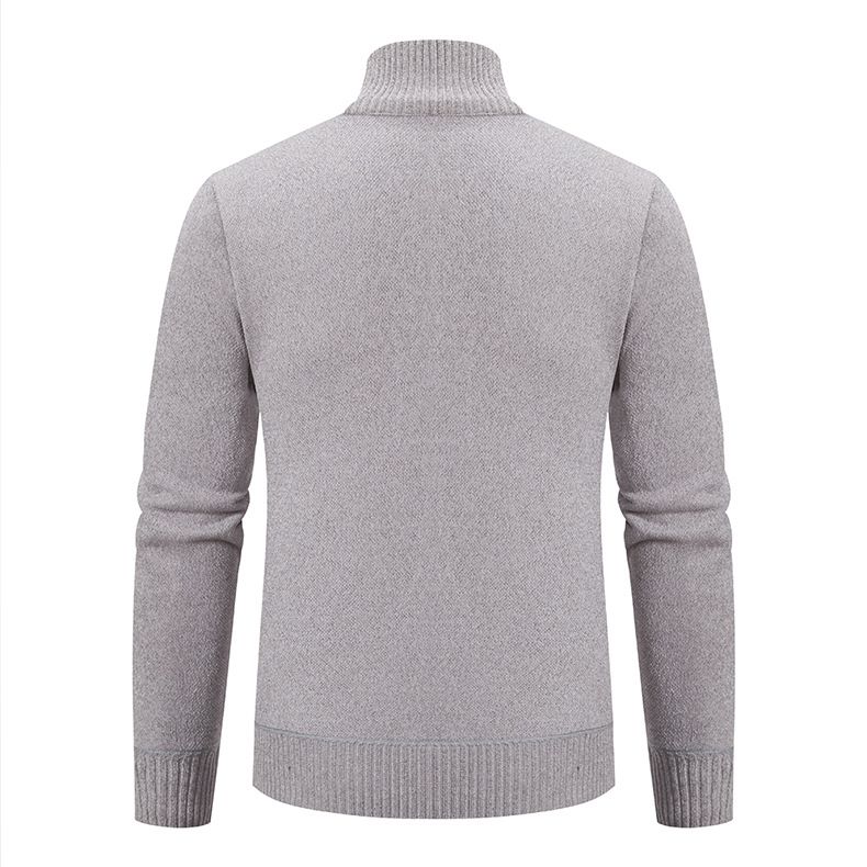 2023 winter men's sweater sweater cardigan high collar slim lapel trend thickened warm jacket_voghion.com