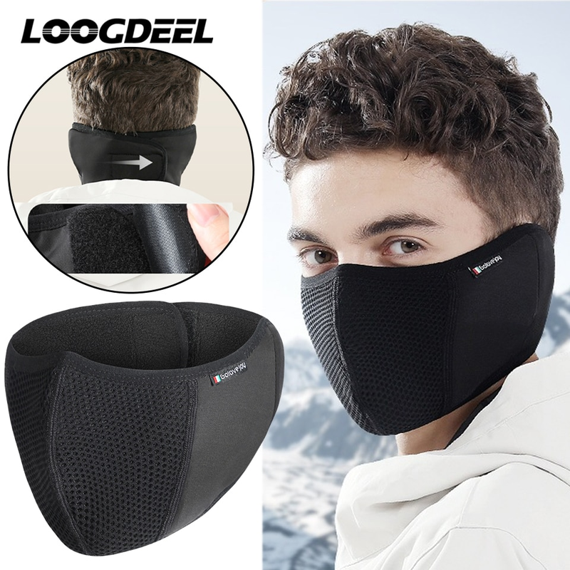 LOOGDEEL-mascarilla polar cálida para invierno, máscara facial a prueba de viento para ciclismo y esquí, pasamontañas antipolvo, cara térmica reutilizable para deportes al aire libre_voghion.com