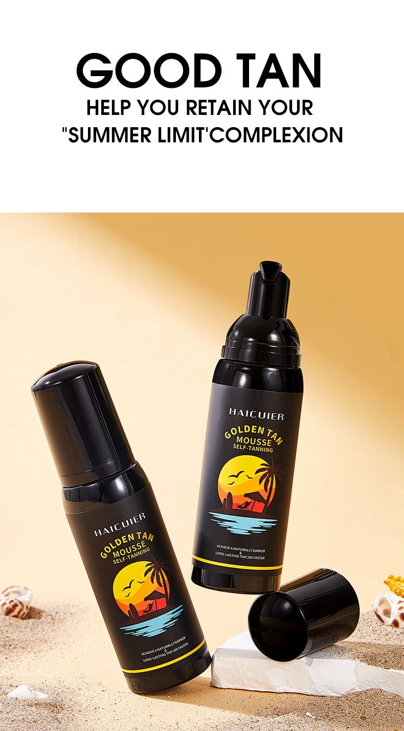 Cross Border Haicuier Gold Tanning Mousse Body Moisturizing Bronze Wheat Color Sunless Sunbathing Tanning Lotion_voghion.com