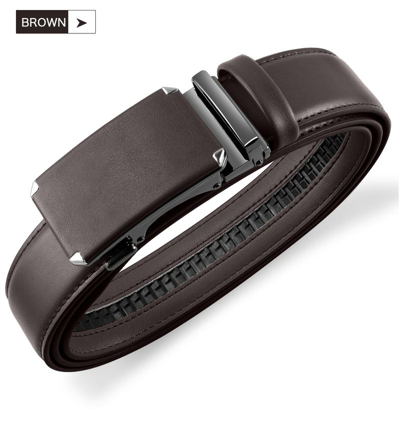 HOT Metal Automatic Buckle High Quality Leather Belts for Men Famous Brand Work Business Strap_voghion.com
