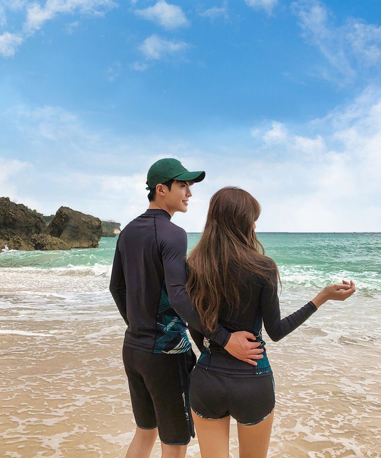 Schnelltrocknender Neoprenanzug für Herren und Damen – Sonnenschutz LSF 50+ | Langärmliges Rashguard- und Hosenset zum Tauchen/Surfen (Schwarz/Blau, S-XXL)_voghion.com