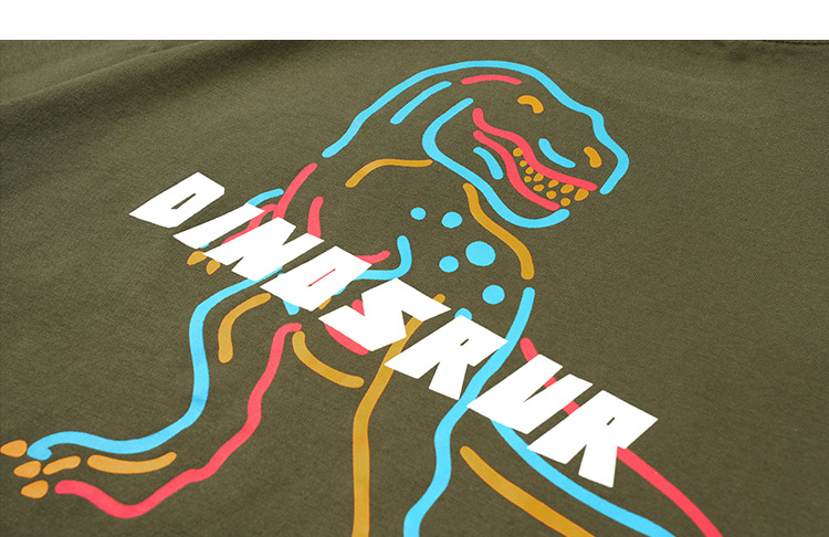 Mutter & Kinder Frühling und Herbst Mädchen und Jungen Dinosaurier-Print Langarm-T-Shirts für mittlere und große Kinder Casual Baumwolloberteile_voghion.com