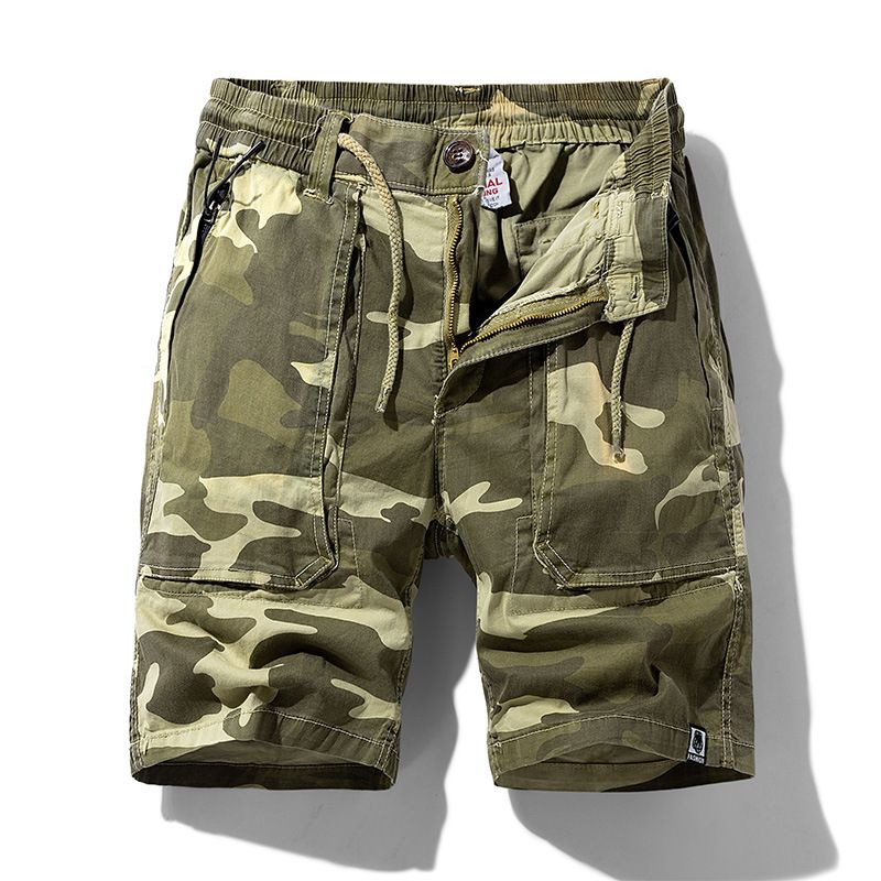 Outdoor Camouflage Sport Taktesch Trendy Bedruckt Loose Riicht Been Schnürshorts, Männer Capris_voghion.com