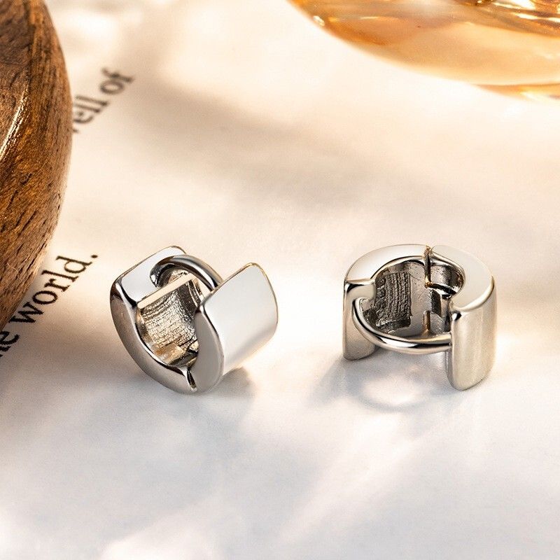 Orecchini a cerchio semplici in argento sterling 925 con fascia larga, per donna e ragazza, A33_voghion.com