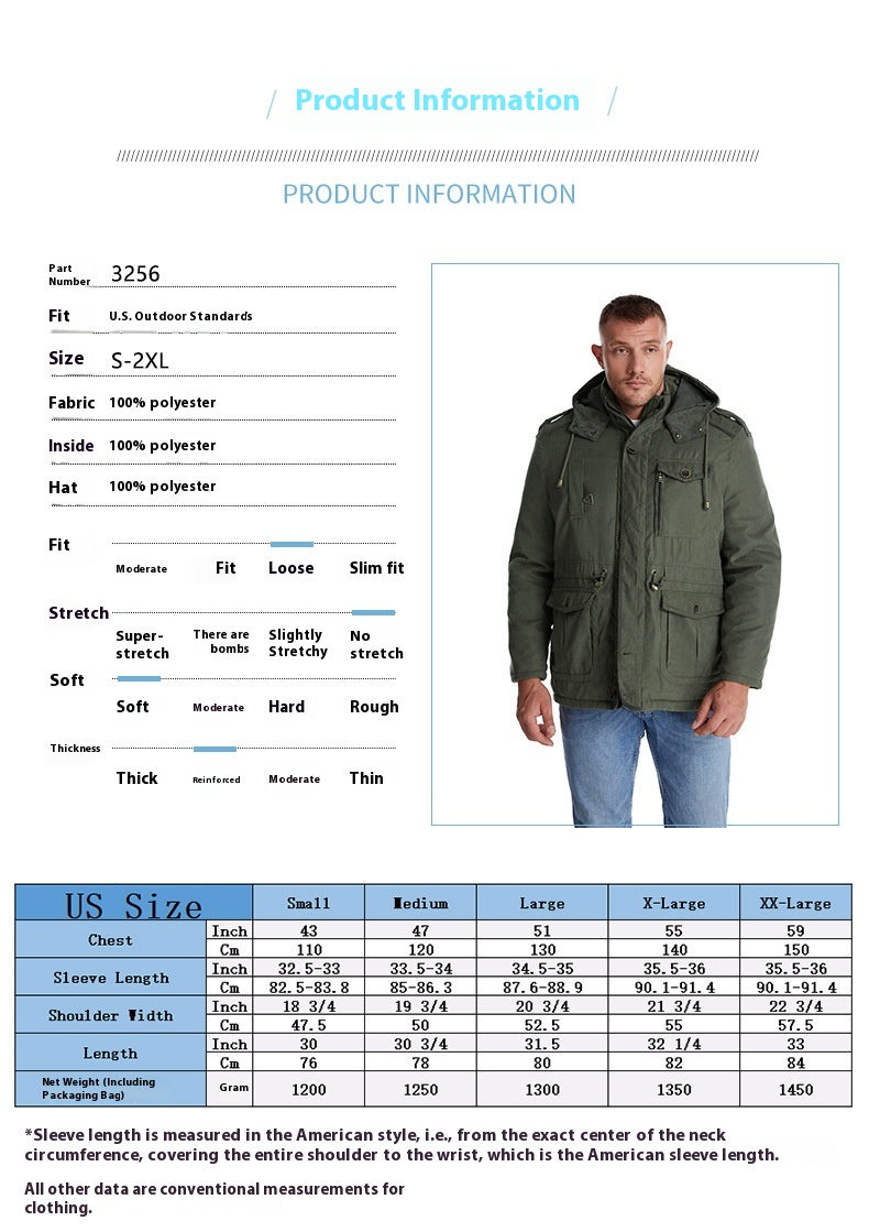 Men's Plus Size Shearling Hooded Cotton Jacket Thickened Multi-Pocket Cotton Top Casual Mid-Length Coat_voghion.com