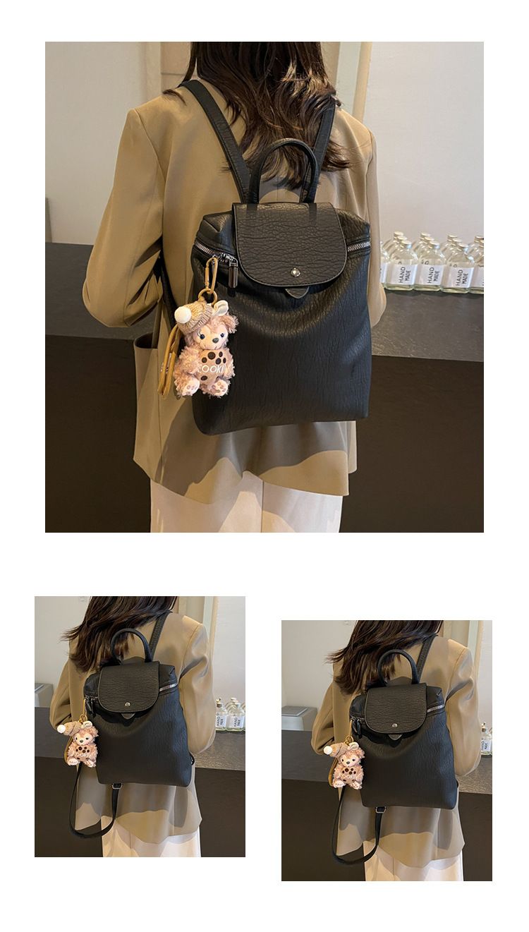 Korean version niche 2024 new dragon bags Xiang trendy fashion student large capacity soft leather backpack_voghion.com