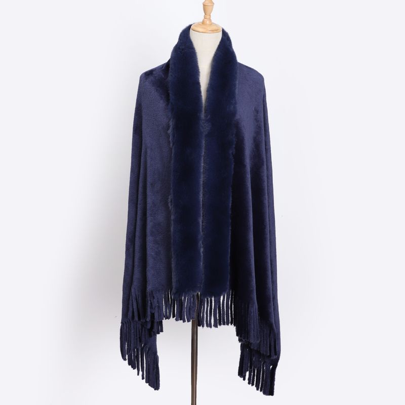 Large shawl scarf with double flanged pile collar fringe_voghion.com