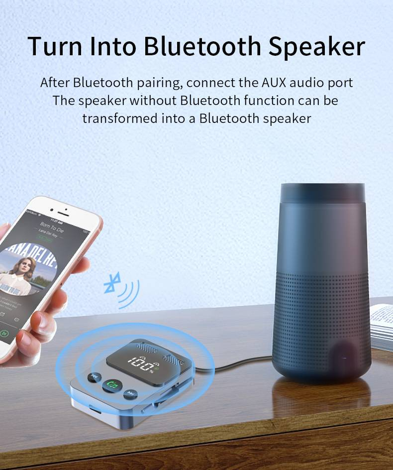 Ricevitore Bluetooth 5.3 BR17 - Adattatore doppio microfono per auto, altoparlante, auricolare - Batteria a lunga durata, ricarica rapida, modalità TX,_voghion.com