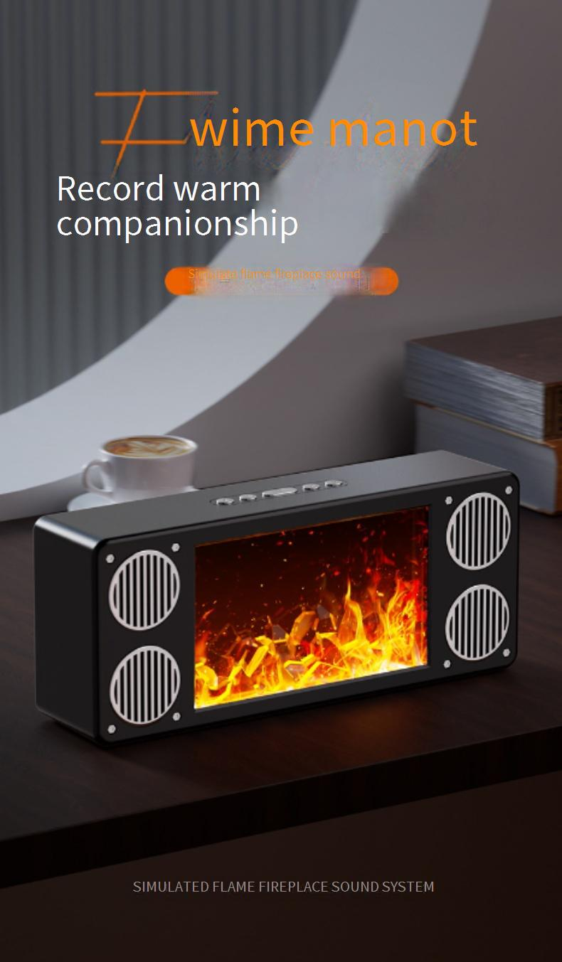 Tragbare Lautsprecher Neue kreative Simulation Flamme Kamin Audio Kleines Zuhause Bunte Beleuchtung Panorama Surround Bluetooth Lautsprecher_voghion.com