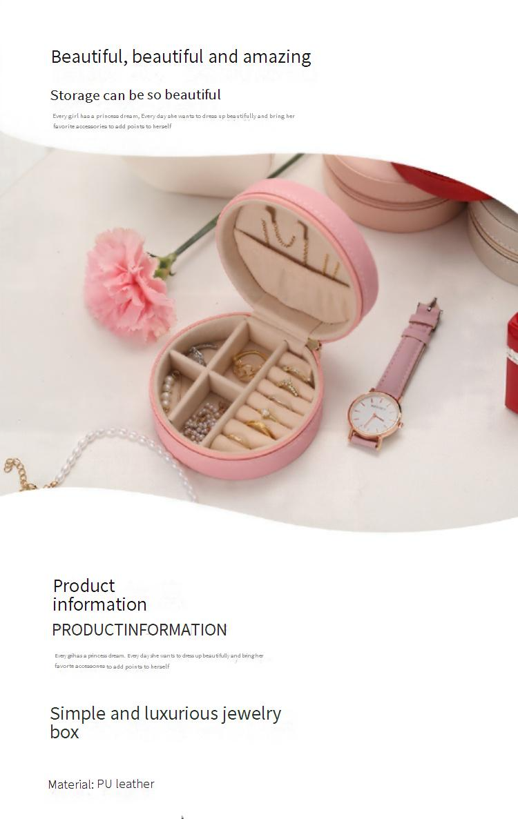 Runde Schmuckschatulle mit Reißverschluss – Reise-Organizer für Ringe, Ohrringe, Halsketten und Armbänder (kompakt, mehrlagige Aufbewahrung, Samtfutter)_voghion.com