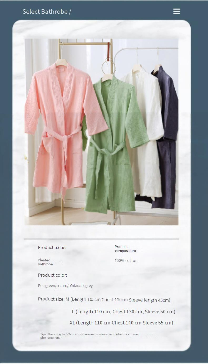 Three Layer Gauze Bathrobe A Type Spring And Summer Thin Home Clothes Nightgown Pure Cotton Bathrobe Couple Water Absorbing Quick Drying Bathrobe_voghion.com