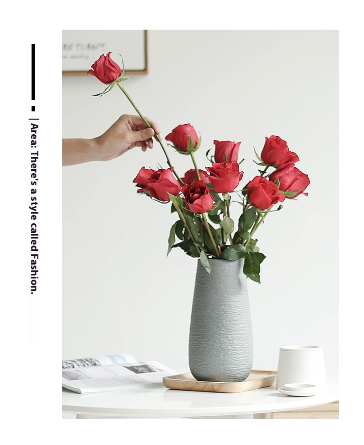 Handmade Ceramic Vase In Minimalist Style - Classic Chinese Aesthetic Home Decor For Flowers, Tabletop Centerpiece, Elegant White & Gray_voghion.com