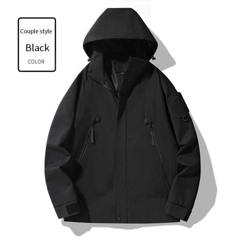 Unisex Couple's Outdoor Windproof Hooded Jacket - Sporty Pullover Anorak With Color Block Design_voghion.com