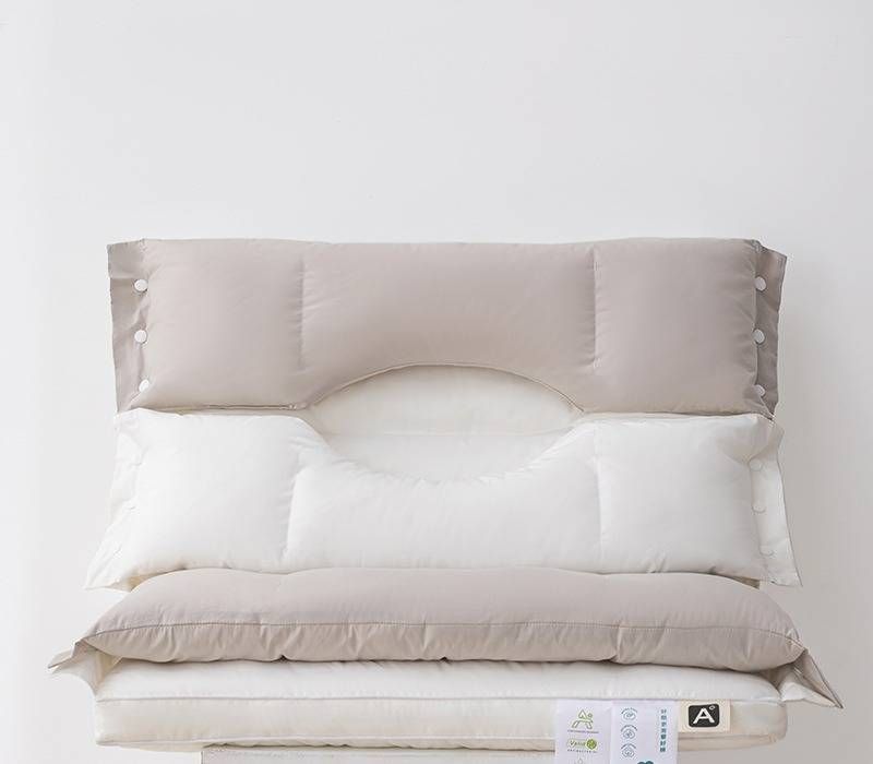 Cuscino di supporto cervicale in cotone traspirante - Altezza regolabile per alleviare il dolore al collo, antirughe e adatto a chi dorme di lato, biancheria da letto ipoallergenica_voghion.com
