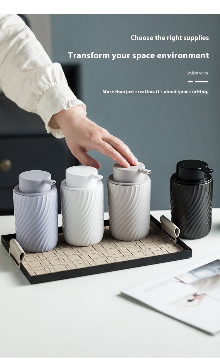 Ceramic Foam Dispenser Bottle – 340ml Refillable Pump Bottle For Lotion, Shampoo & Soap (Matte Black/White/Oatmeal/Lavender)_voghion.com