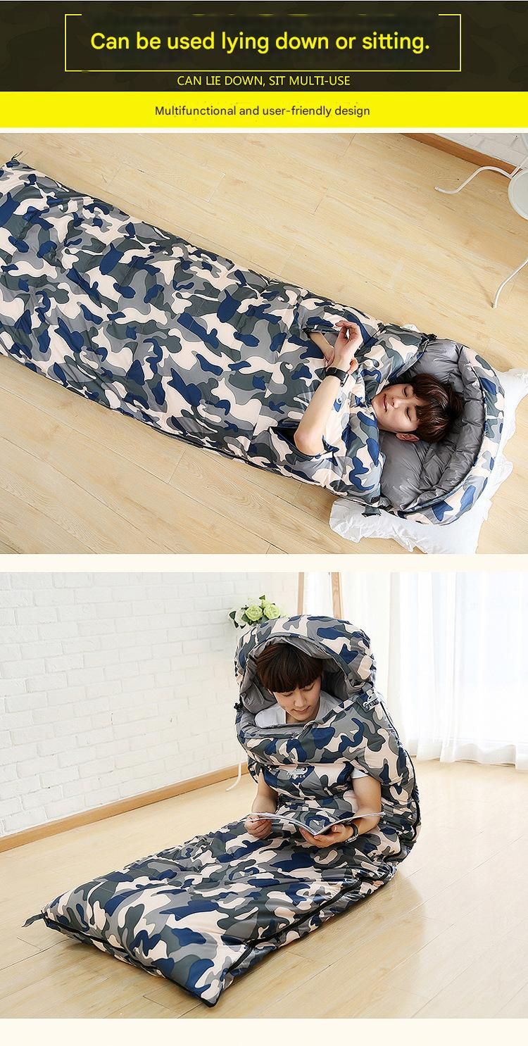 Upgrade Down Sleeping Bag - Sacco a pelo mimetico ultraleggero per esterni con accesso manuale e design collegabile per 4 stagioni_voghion.com